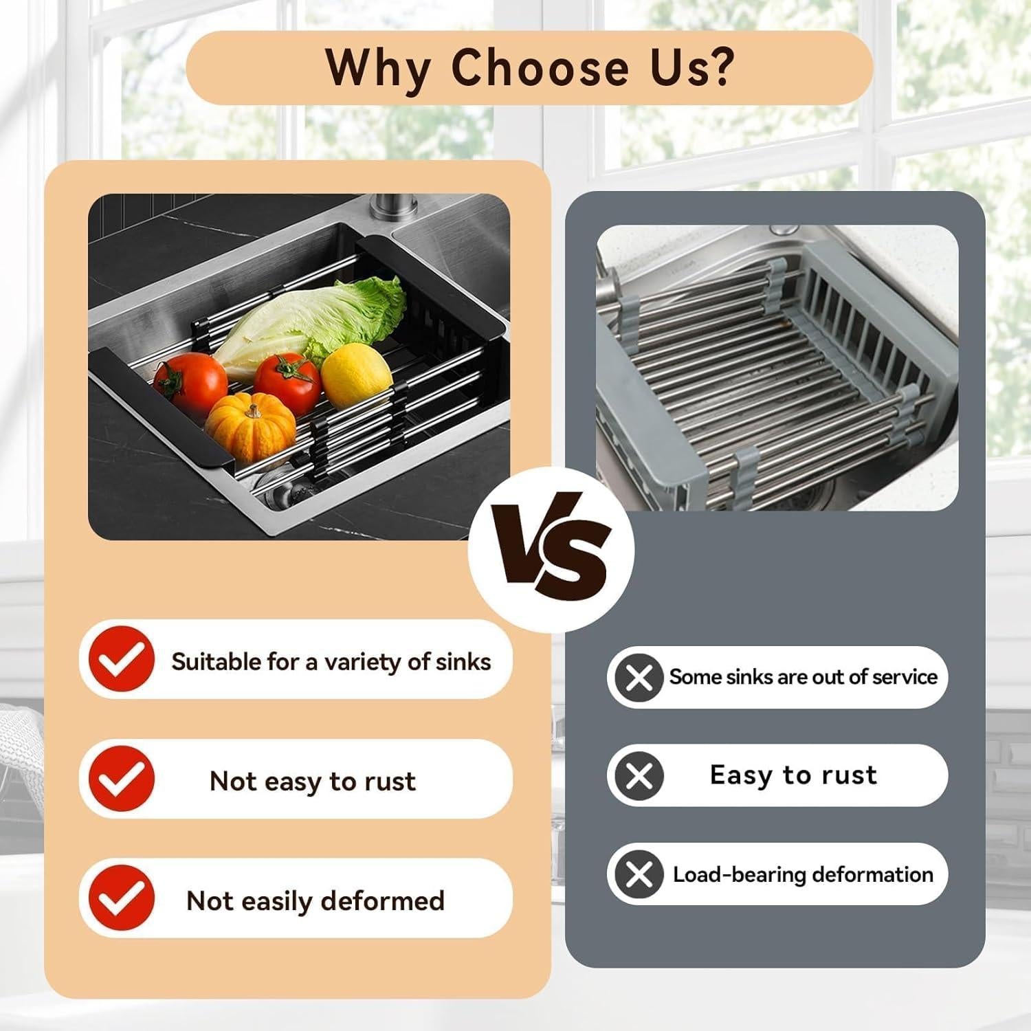 Escurridor de Platos Retráctil Cyrank de Acero Inoxidable Negro