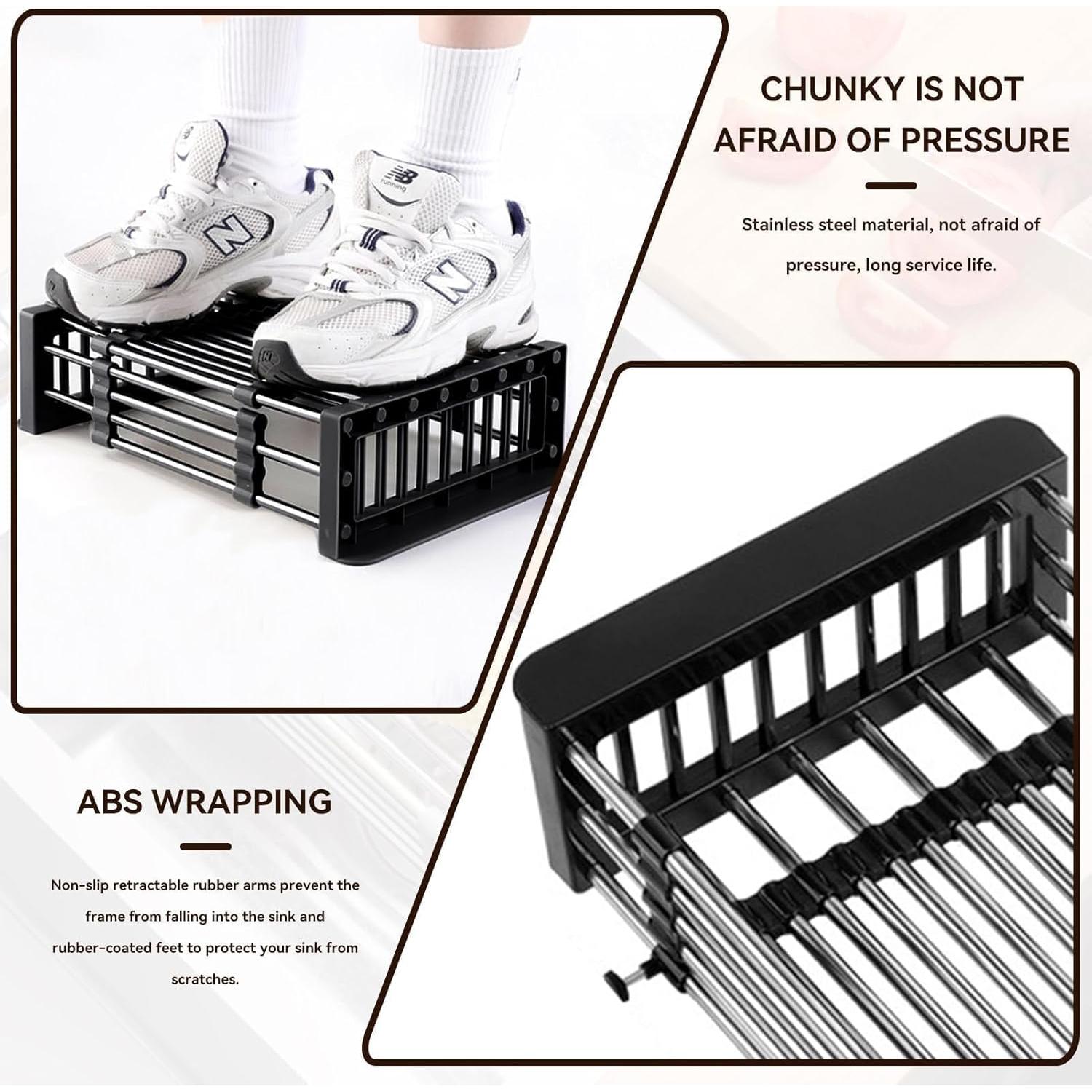 Escurridor de Platos Retráctil Cyrank de Acero Inoxidable Negro