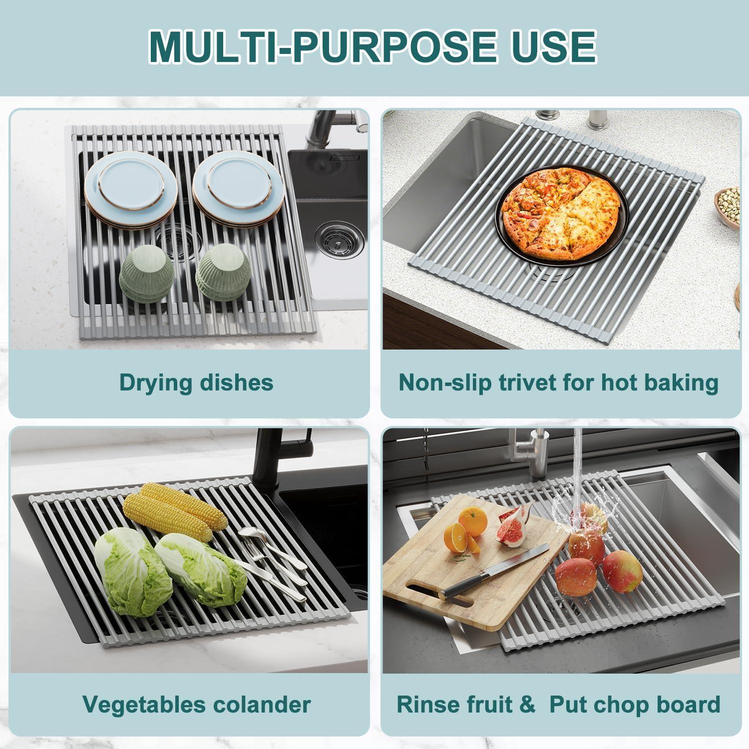 Escurridor de Platos Plegable BBXTYLY de Acero Inoxidable 43.9x43.9cm