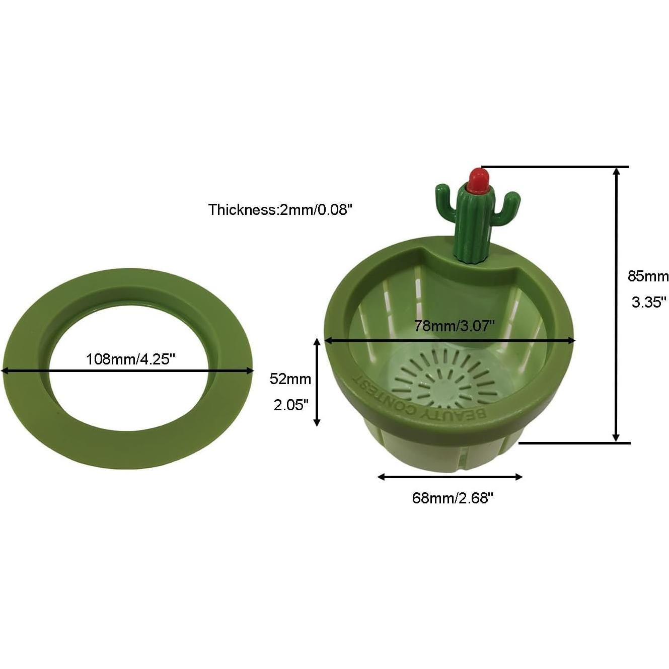 Filtros de Drenaje Nocwpsi 2 Pcs Cactus Verde Universal