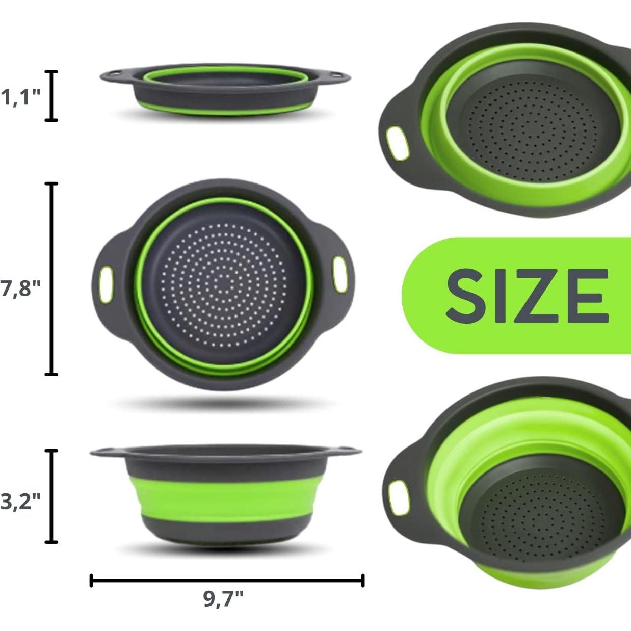 Colador Plegable Verde YARRD de Silicona 24.6x19.8 cm