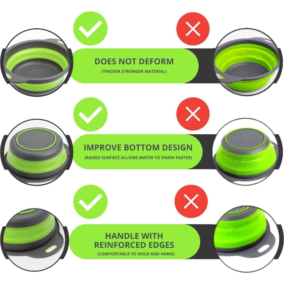Colador Plegable Verde YARRD de Silicona 24.6x19.8 cm