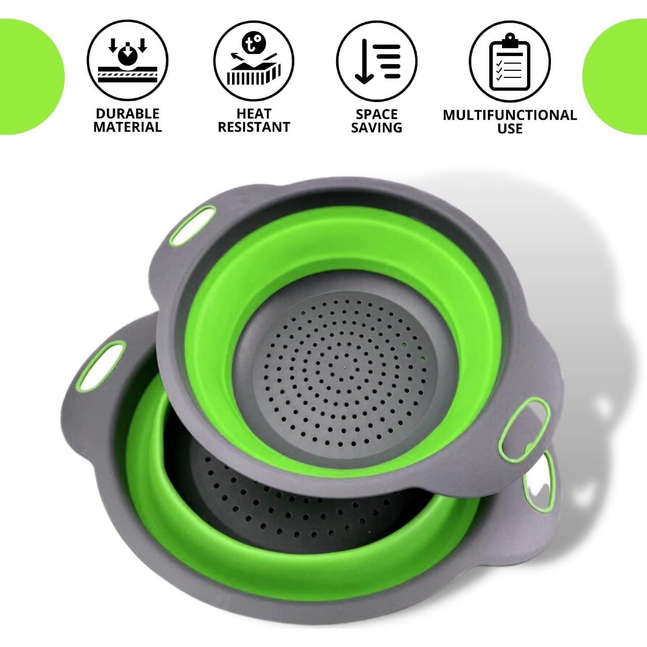 Colador Plegable Verde YARRD de Silicona 24.6x19.8 cm