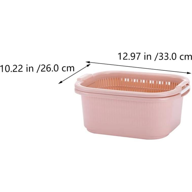 Colador de Verduras Doble Capa Hemoton Rosa 33x26cm