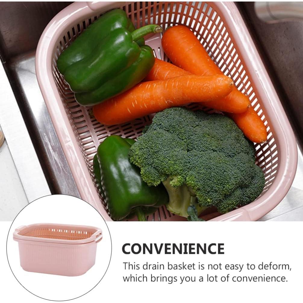 Colador de Verduras Doble Capa Hemoton Rosa 33x26cm