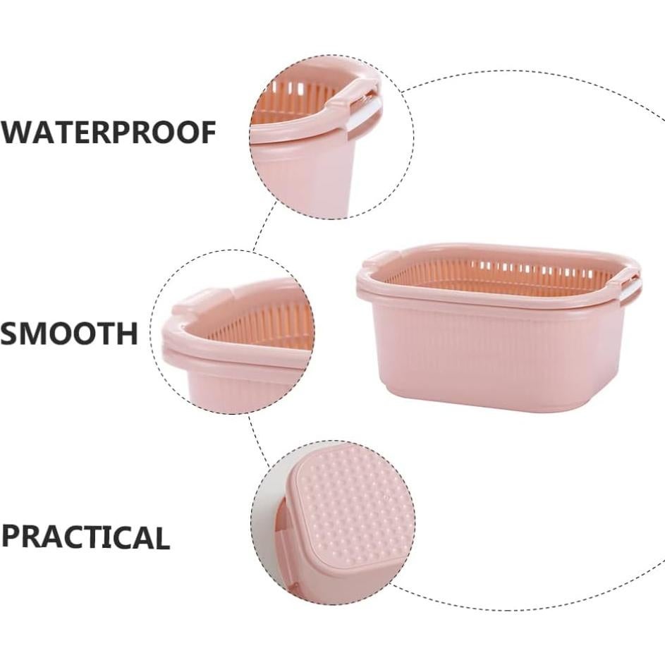 Colador de Verduras Doble Capa Hemoton Rosa 33x26cm