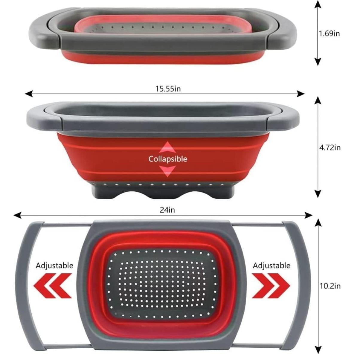 Colador Plegable Polerce Rojo 6 Cuartos Apto Lavavajillas