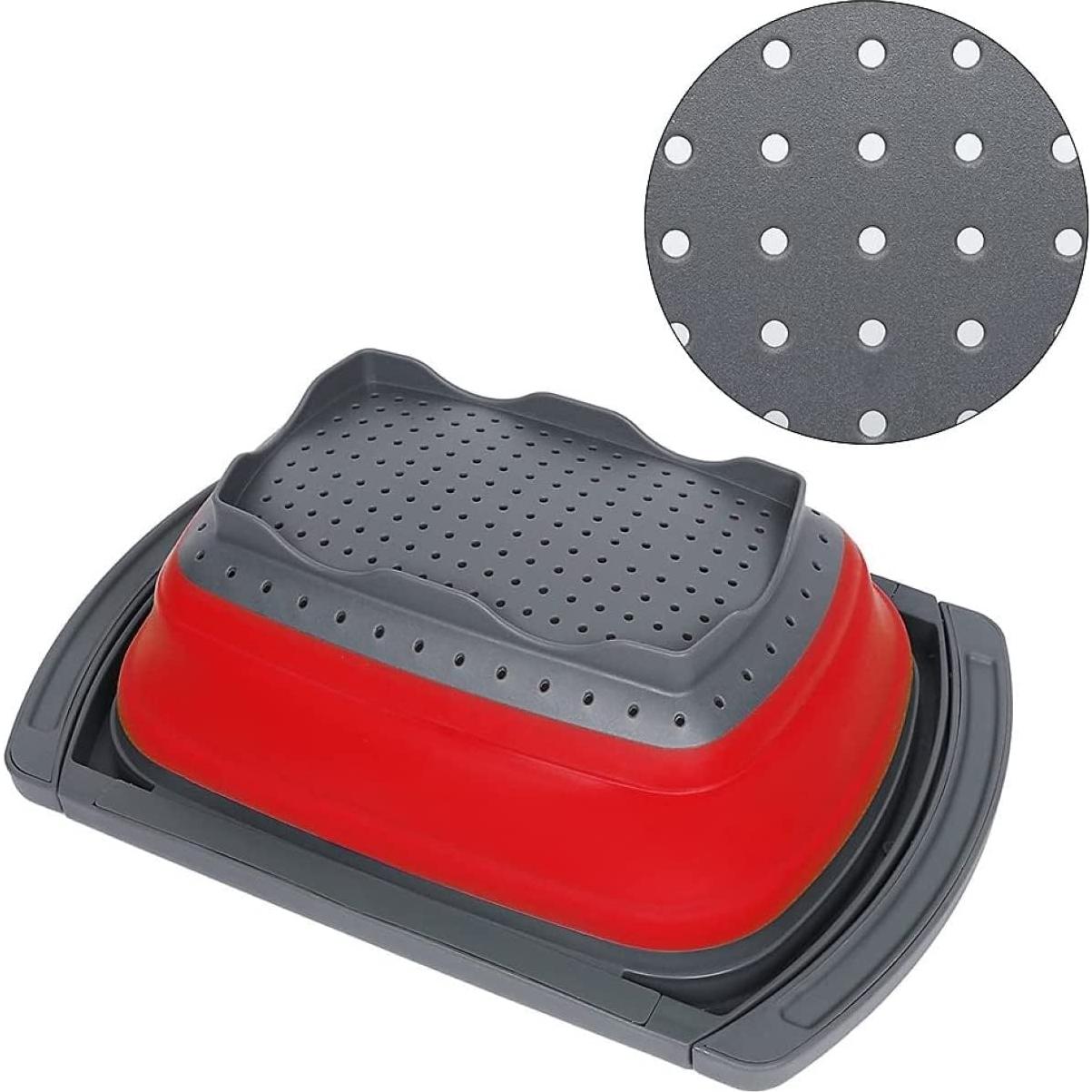 Colador Plegable Polerce Rojo 6 Cuartos Apto Lavavajillas