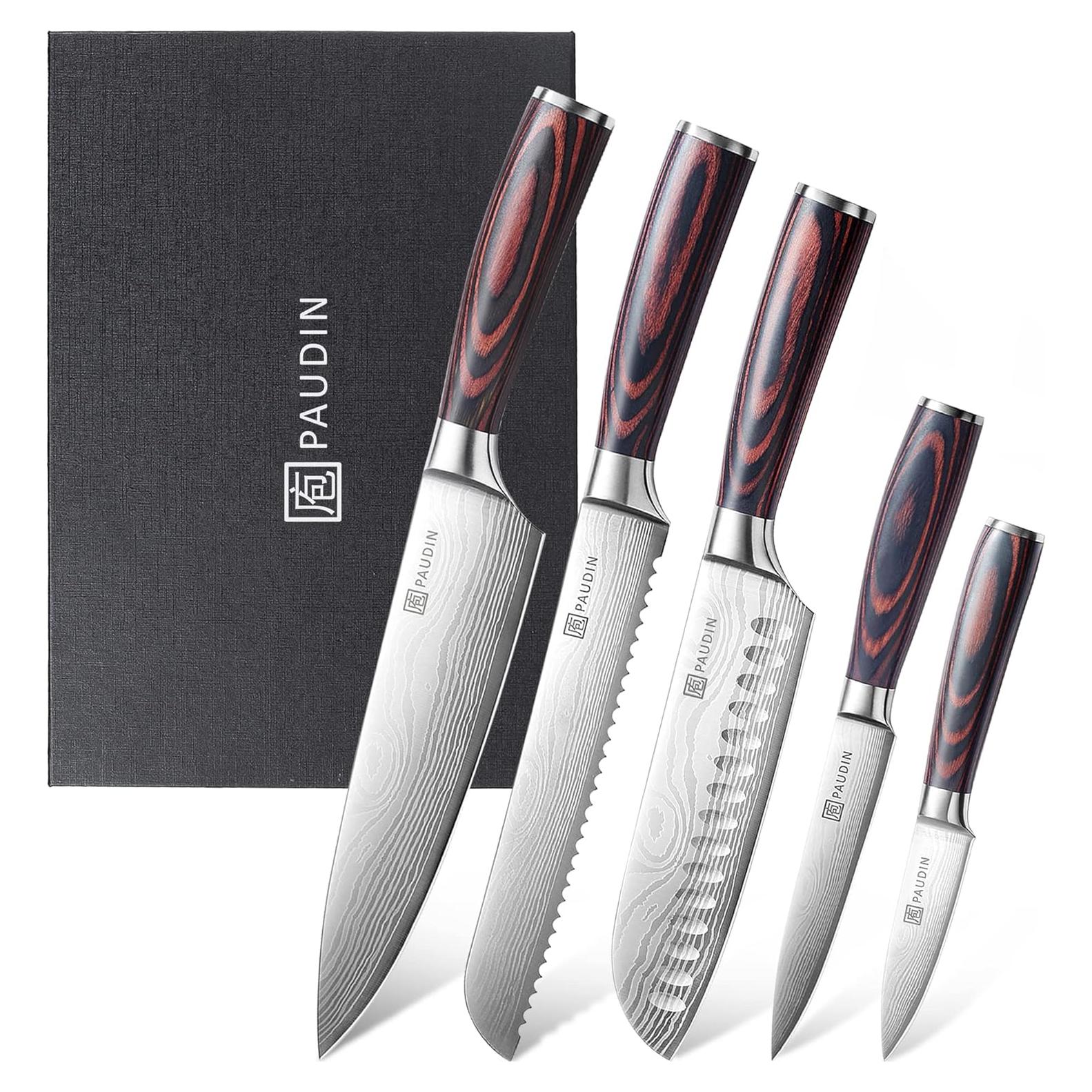 Juego de cuchillos de cocina PAUDIN 5 piezas acero inoxidable