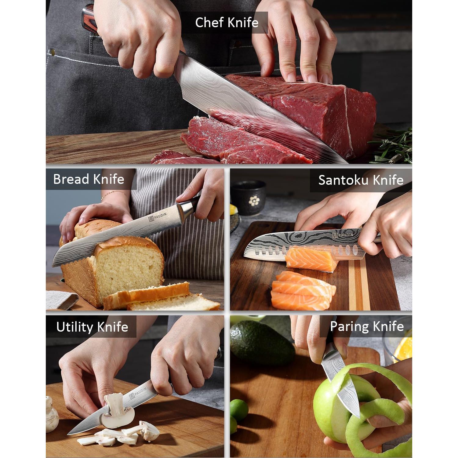 Juego de cuchillos de cocina PAUDIN 5 piezas acero inoxidable