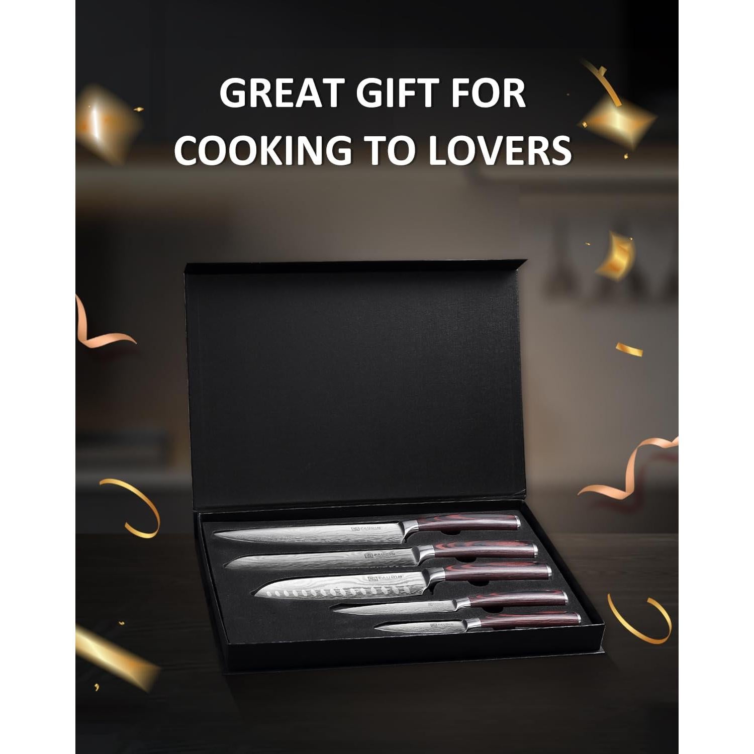 Juego de cuchillos de cocina PAUDIN 5 piezas acero inoxidable