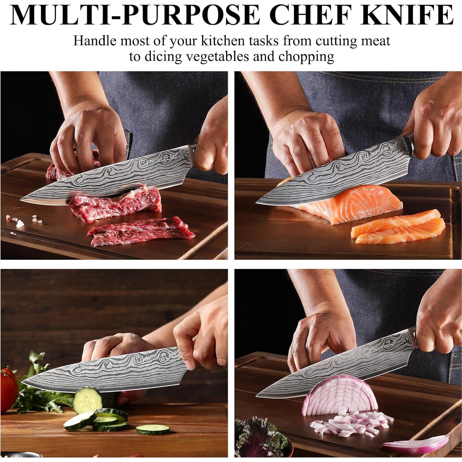 Cuchillo de Chef Sunnecko 20 cm Acero Inoxidable Ultra Afilado