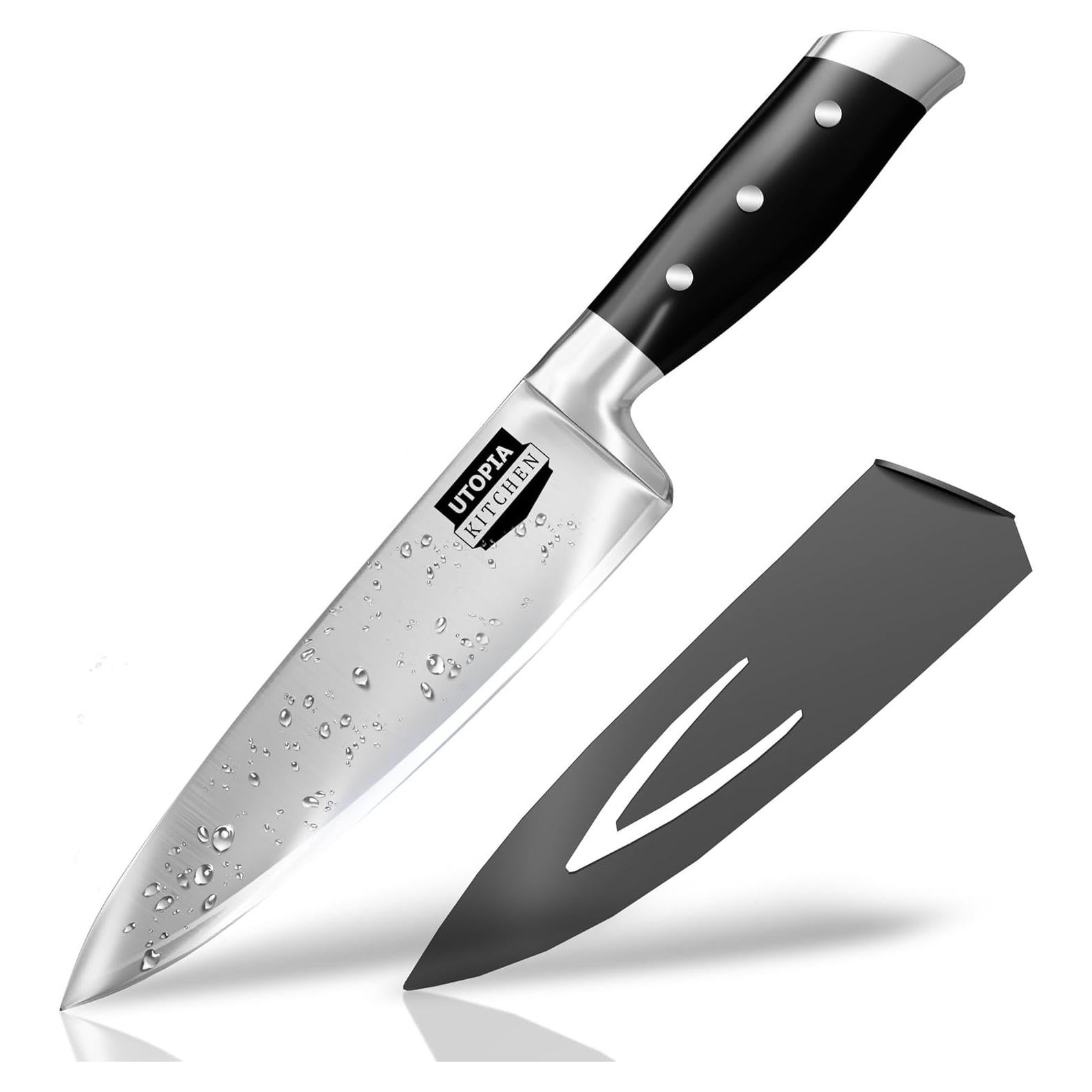 Cuchillo de Chef Utopia Kitchen 20.32 cm Acero Inoxidable Negro