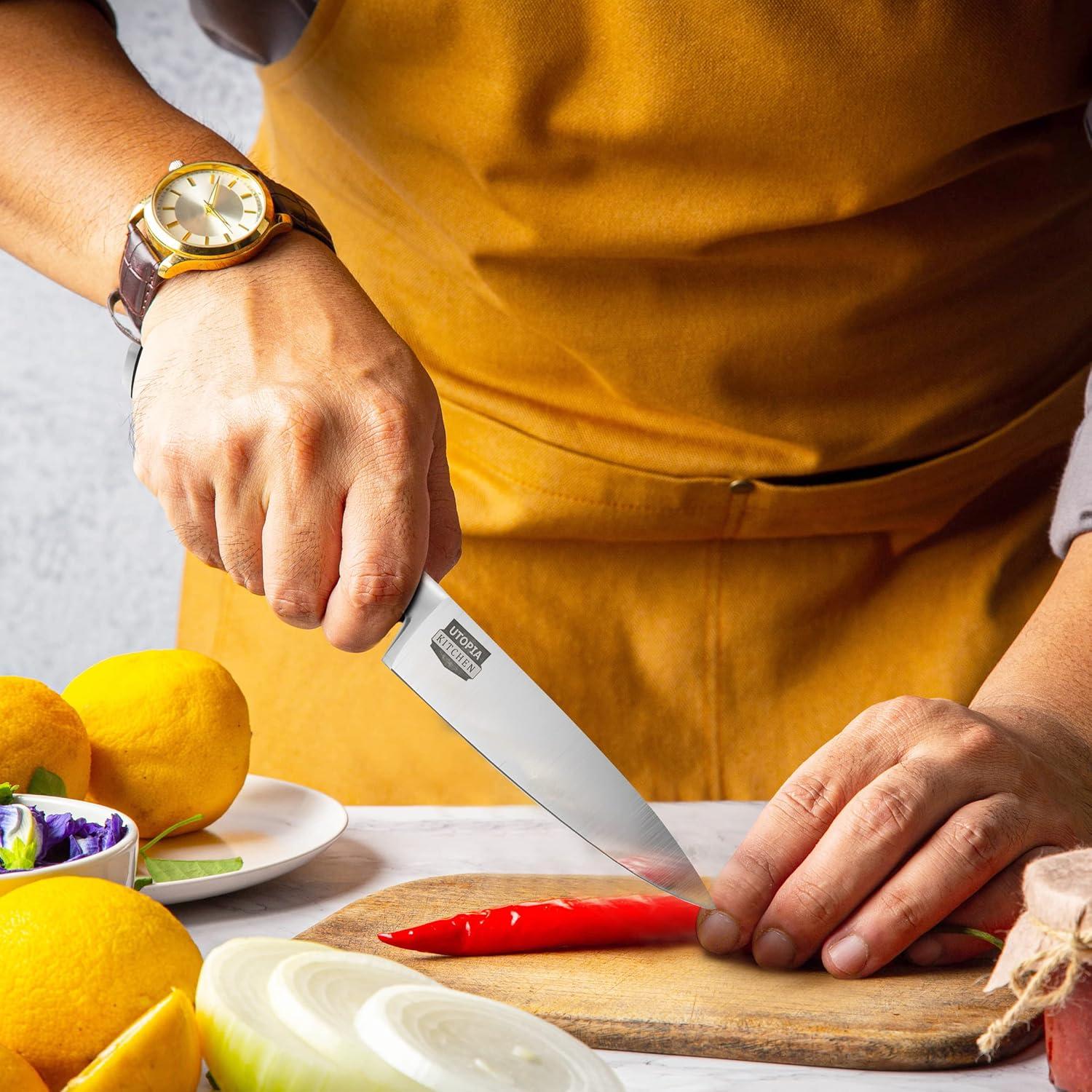 Cuchillo de Chef Utopia Kitchen 20.32 cm Acero Inoxidable Negro