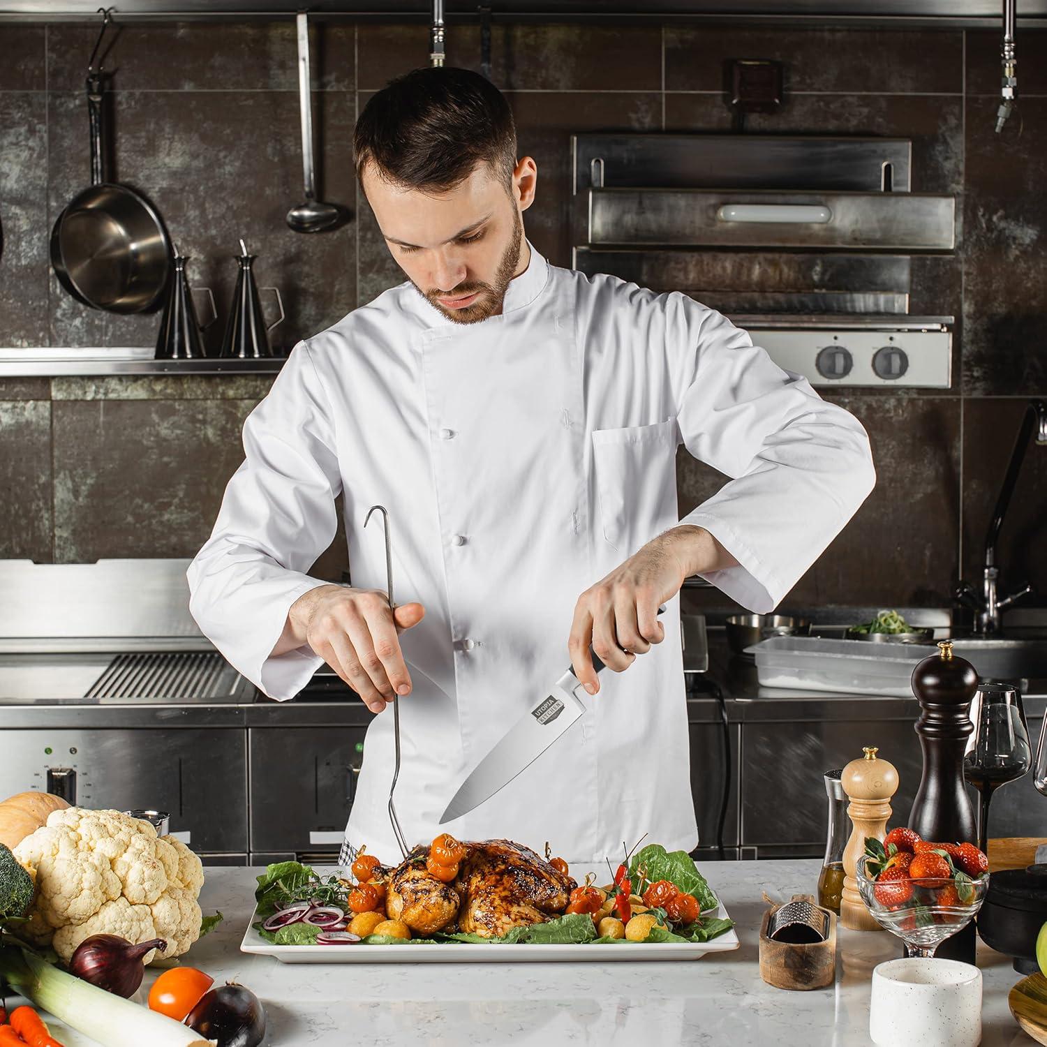 Cuchillo de Chef Utopia Kitchen 20.32 cm Acero Inoxidable Negro