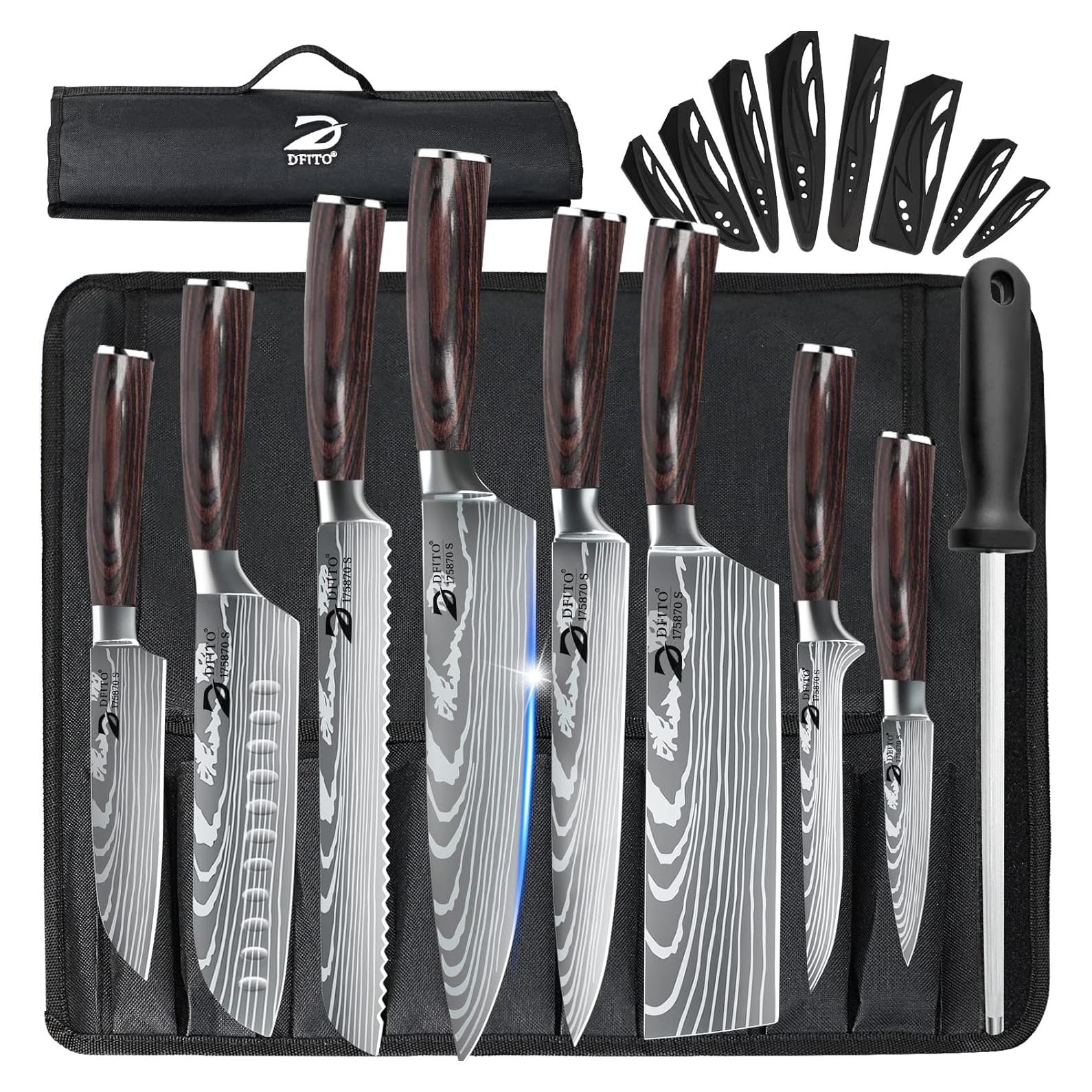 Conjunto de cuchillos Dfito Chef 9 piezas acero inoxidable rojo