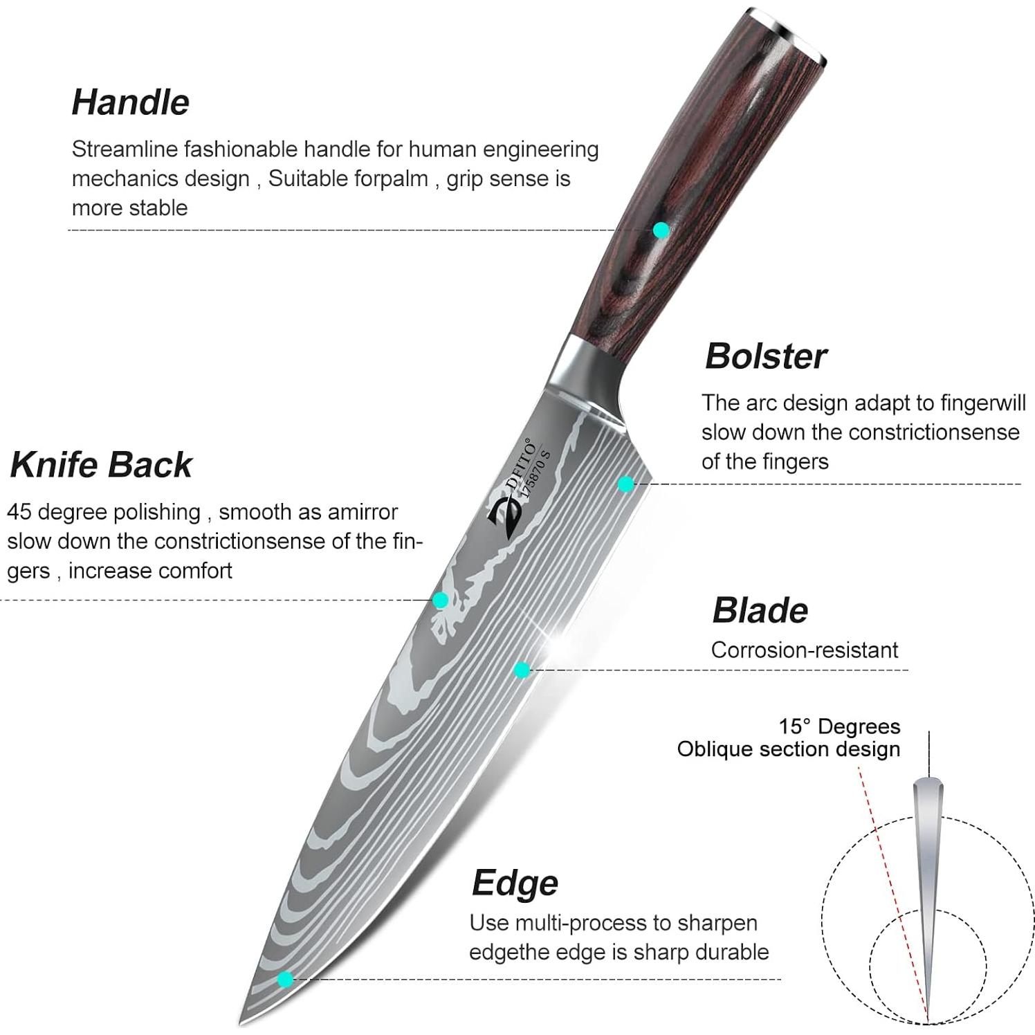 Conjunto de cuchillos Dfito Chef 9 piezas acero inoxidable rojo