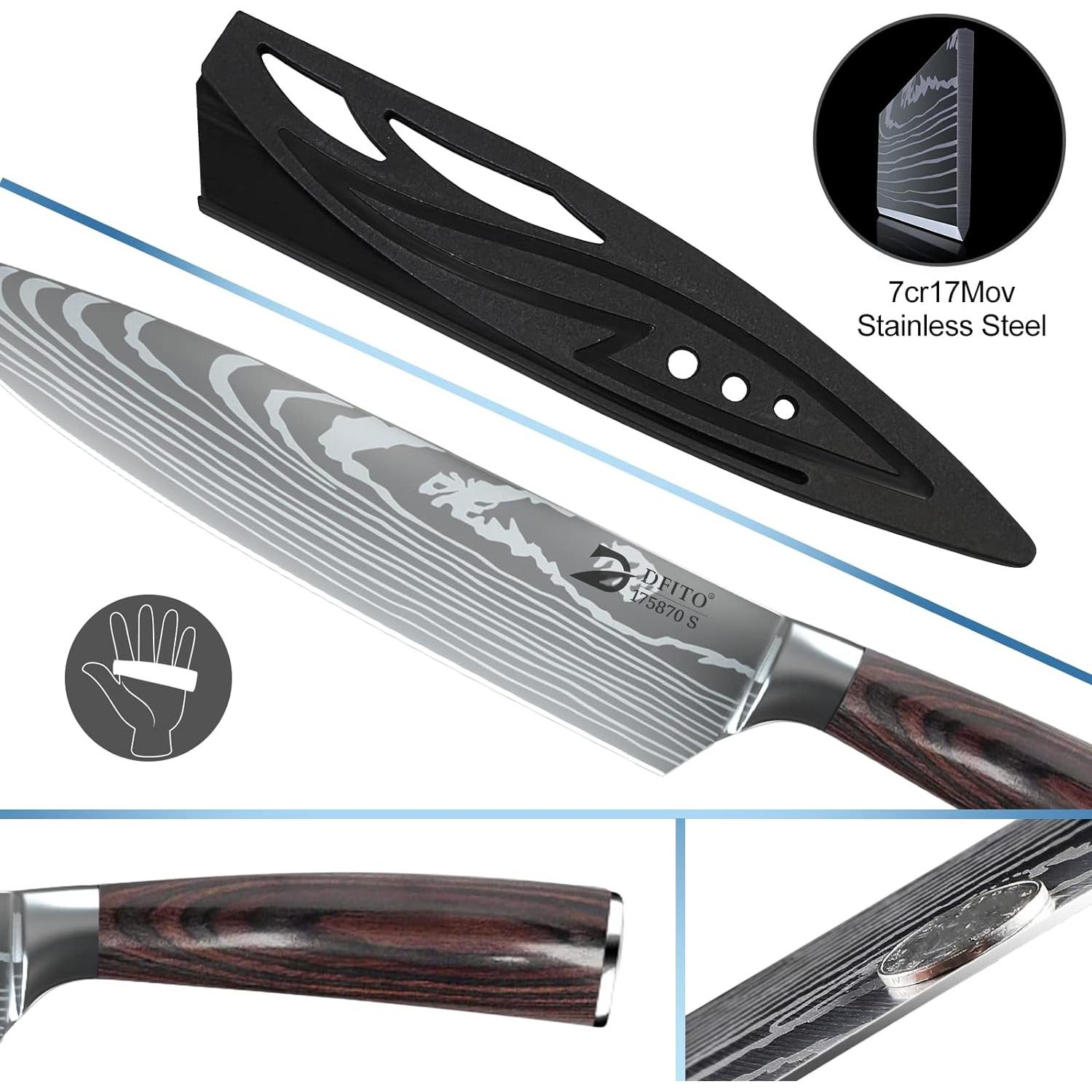 Conjunto de cuchillos Dfito Chef 9 piezas acero inoxidable rojo