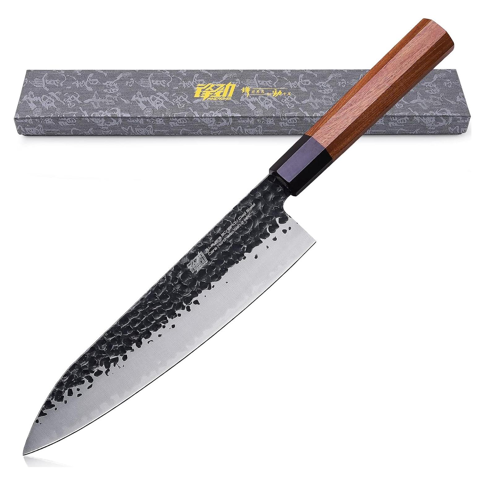 Cuchillo de Chef FINDKING 20.32 cm Acero 9Cr18MoV Madera Rosa