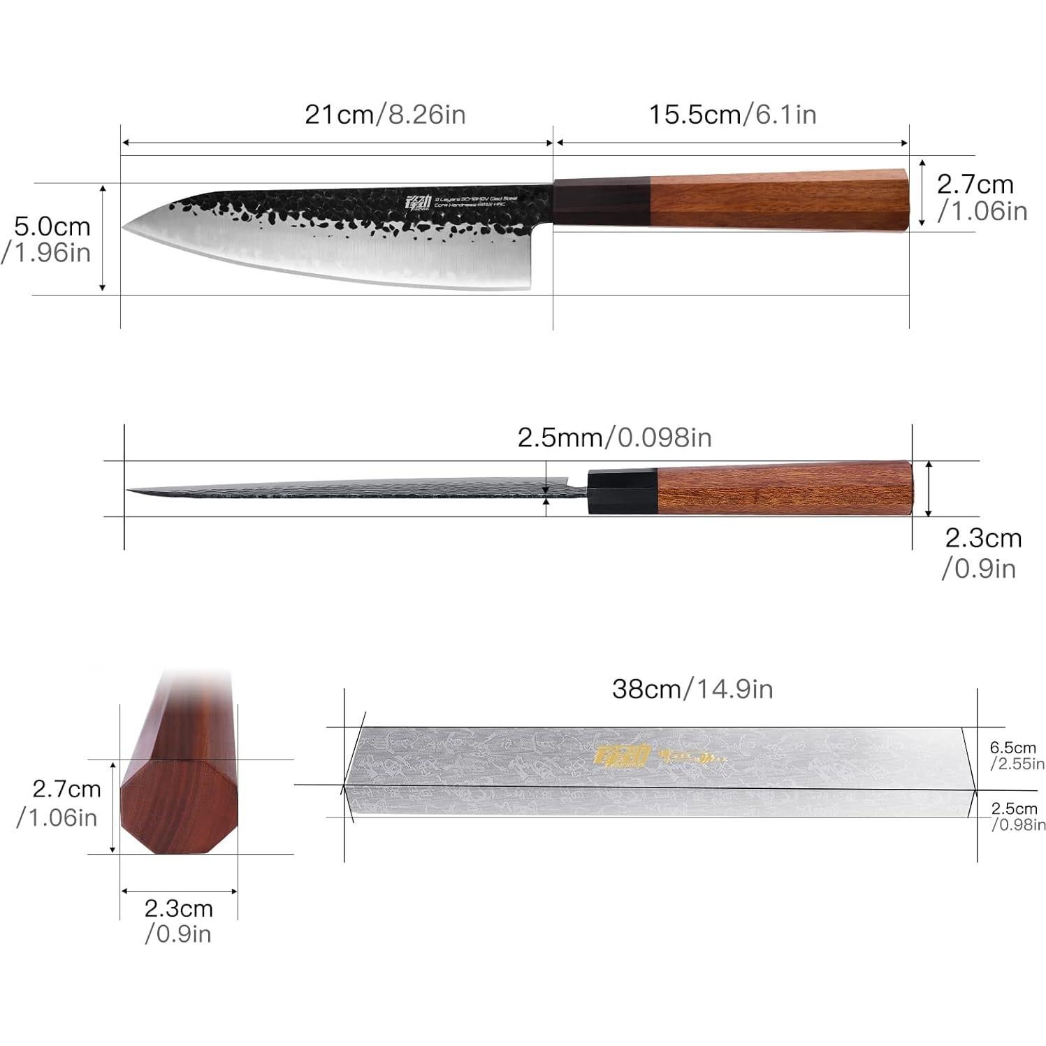 Cuchillo de Chef FINDKING 20.32 cm Acero 9Cr18MoV Madera Rosa