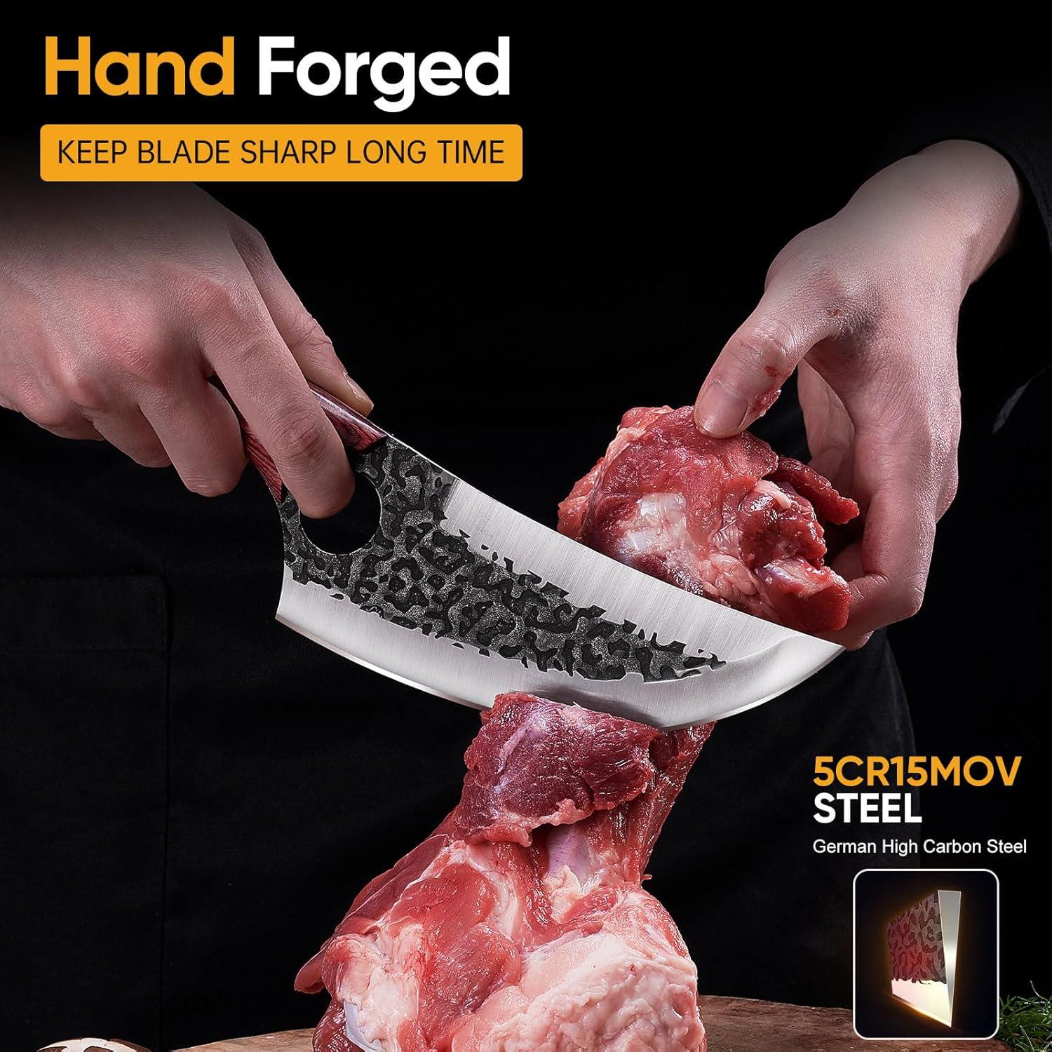 Juego de Cuchillos de Carnicero KITNATS 3 Piezas Forjados a Mano