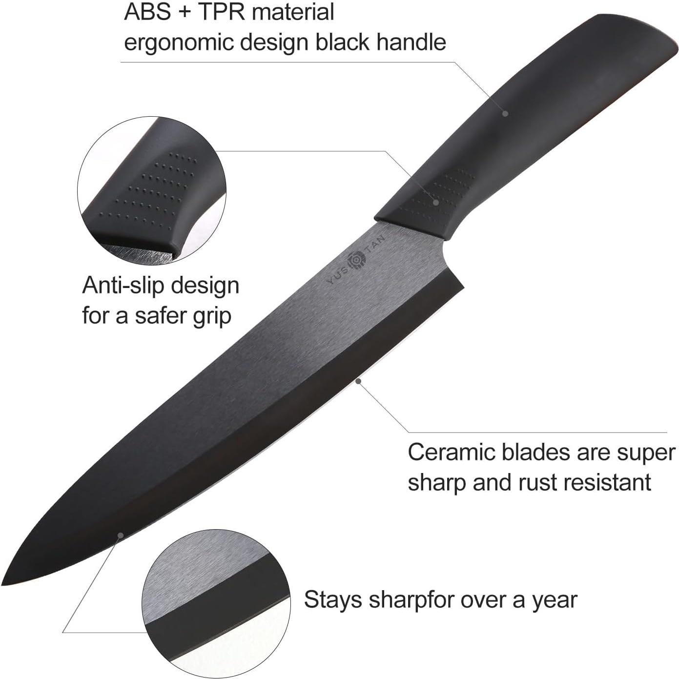 Cuchillo de Chef de Cerámica YUSOTAN 20.32 cm Negro