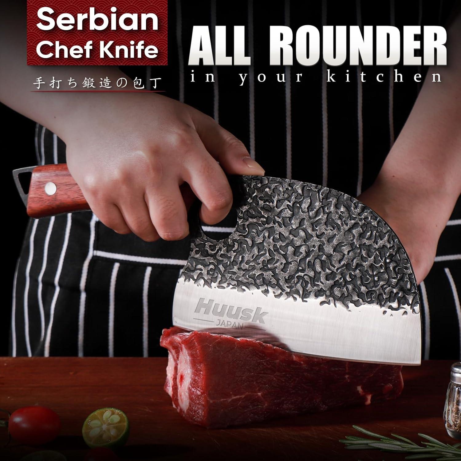 Juego de cuchillos de carnicero Huusk 3 piezas acero carbono