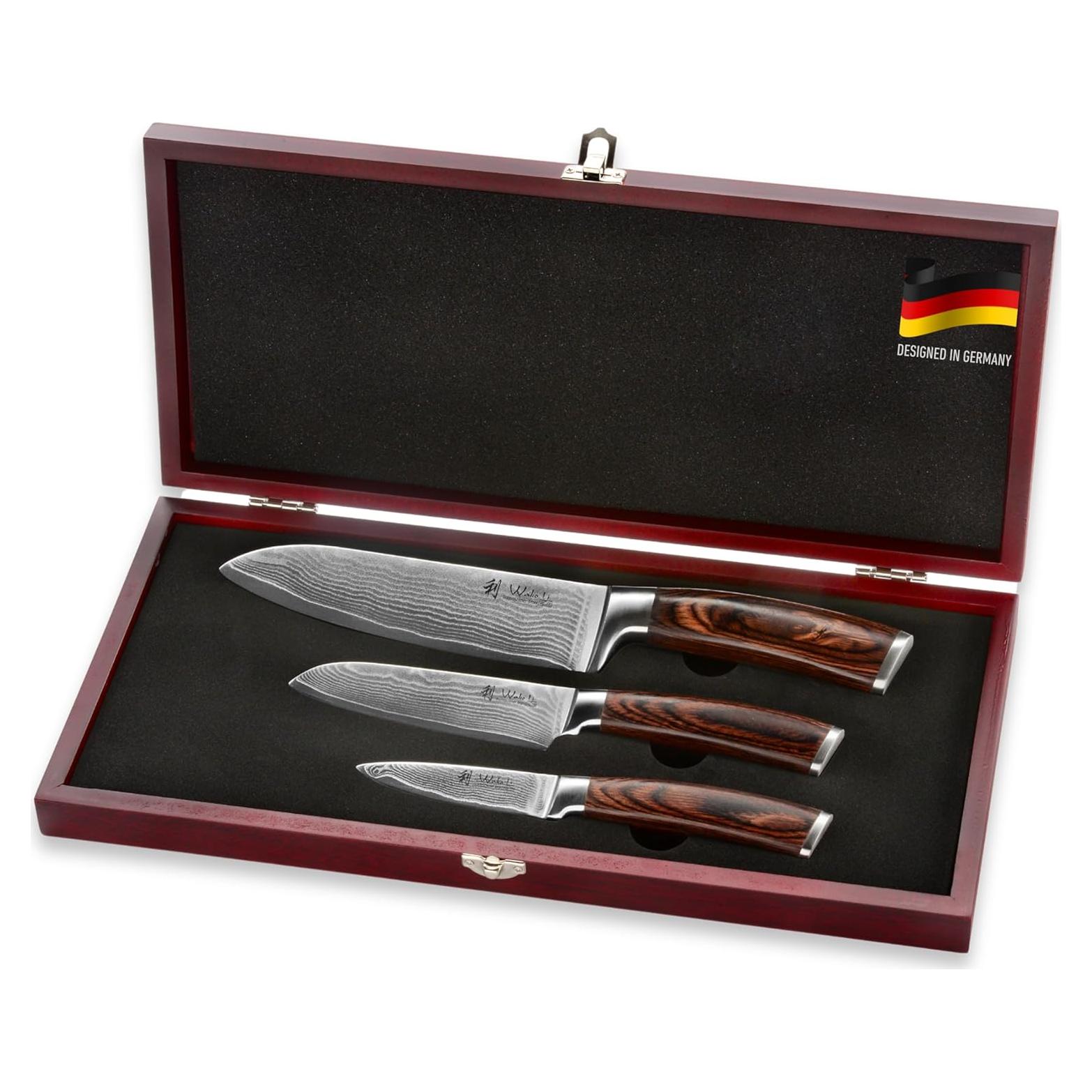 Juego de Cuchillos de Chef Wakoli EDIB 3 Piezas Damasco VG10