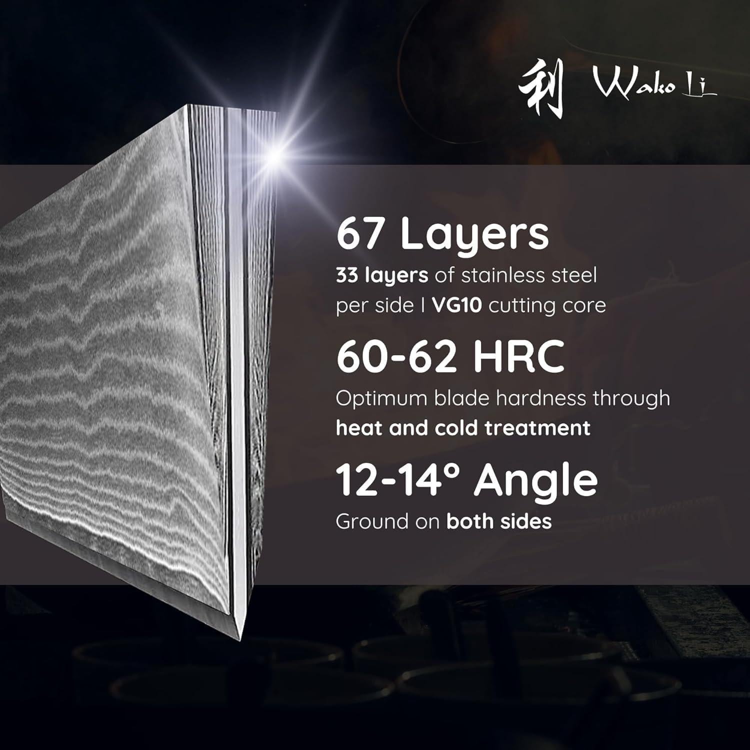 Juego de Cuchillos de Chef Wakoli EDIB 3 Piezas Damasco VG10