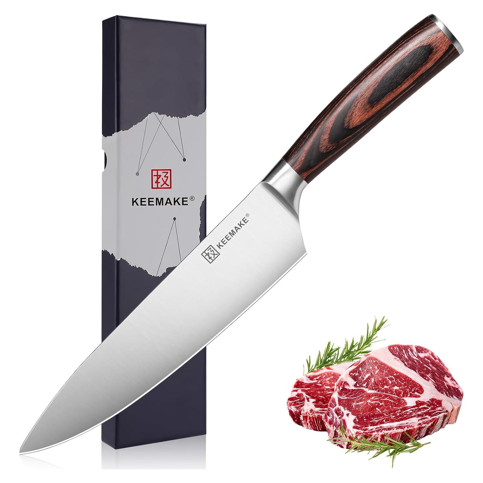 Cuchillo de Chef KEEMAKE 20 cm Acero Inoxidable Pakkawood