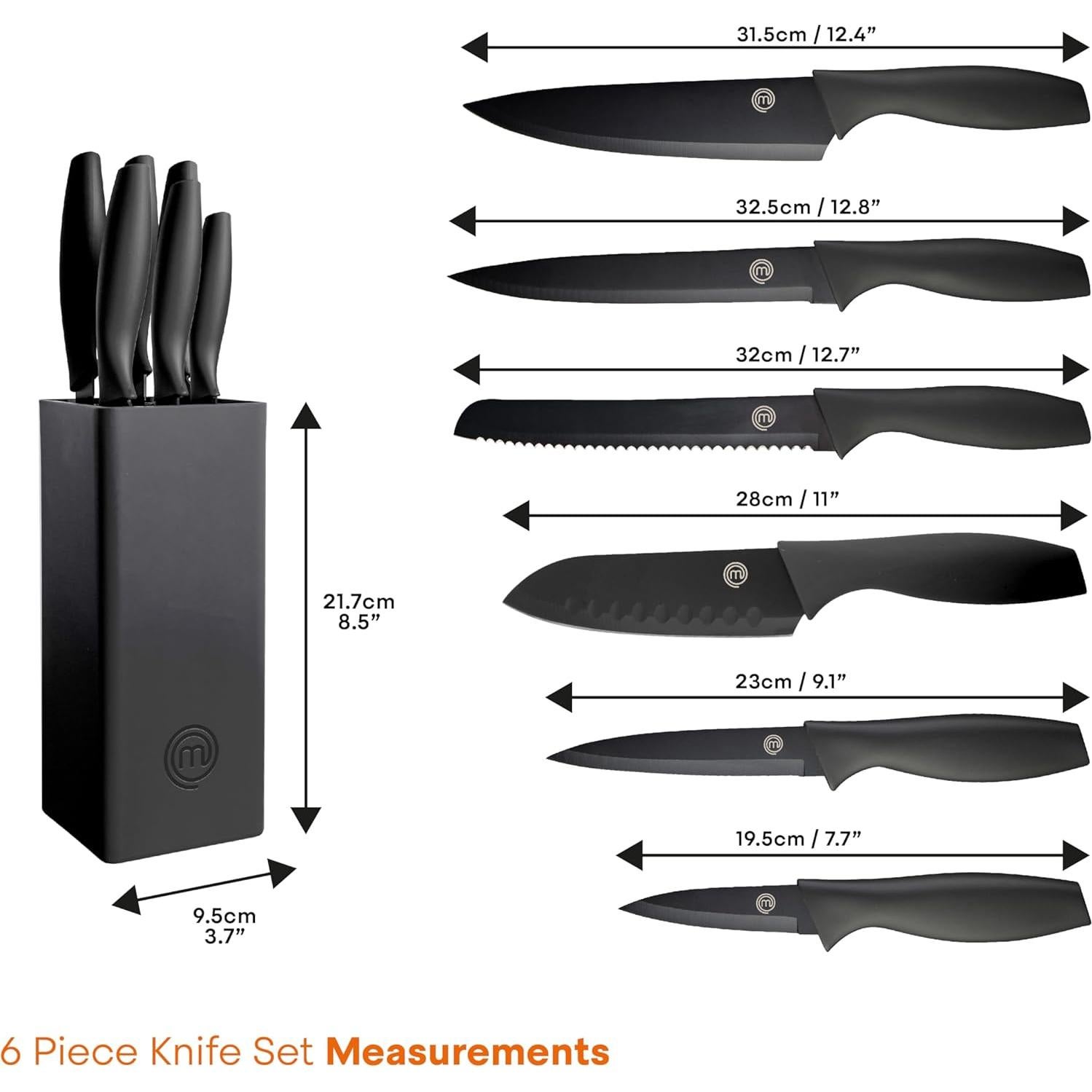 Juego de cuchillos MasterChef con bloque - 6 piezas acero inoxidable