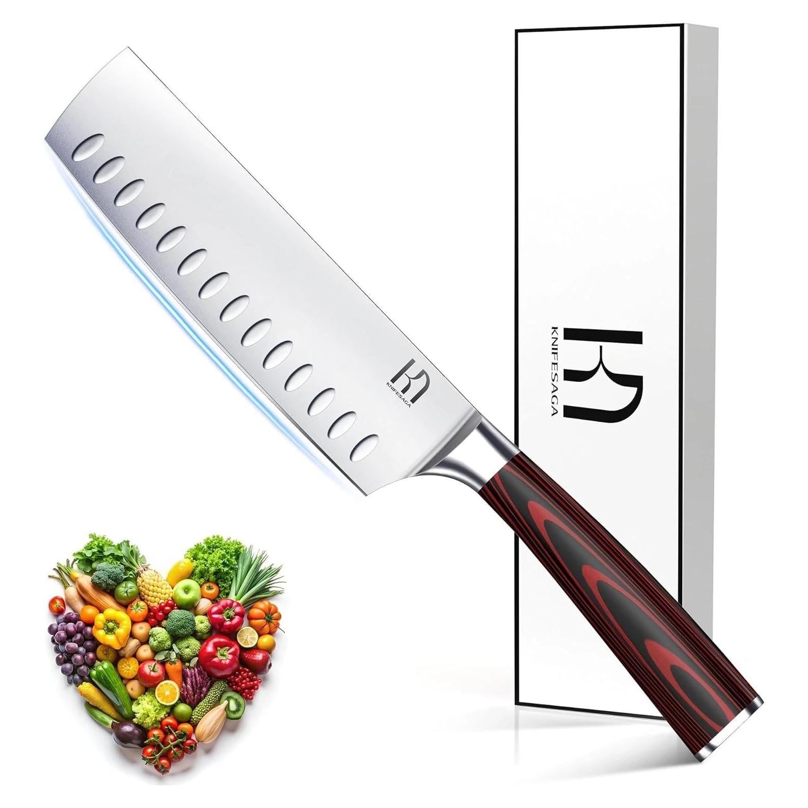 Cuchillo Chef Nakiri KnifeSaga 2025 17.78 cm Acero Inoxidable