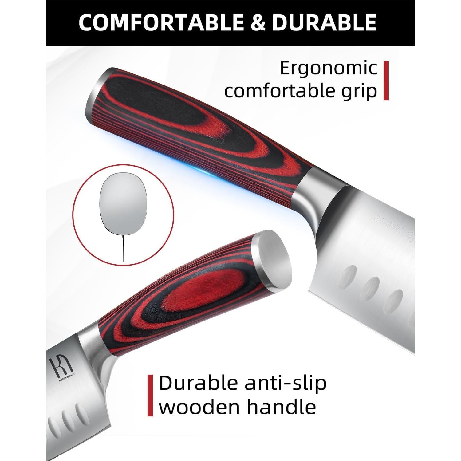 Cuchillo Chef Nakiri KnifeSaga 2025 17.78 cm Acero Inoxidable