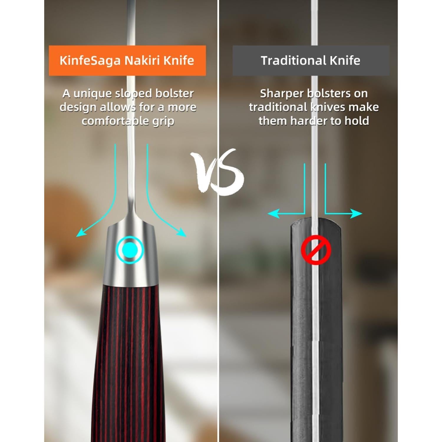 Cuchillo Chef Nakiri KnifeSaga 2025 17.78 cm Acero Inoxidable