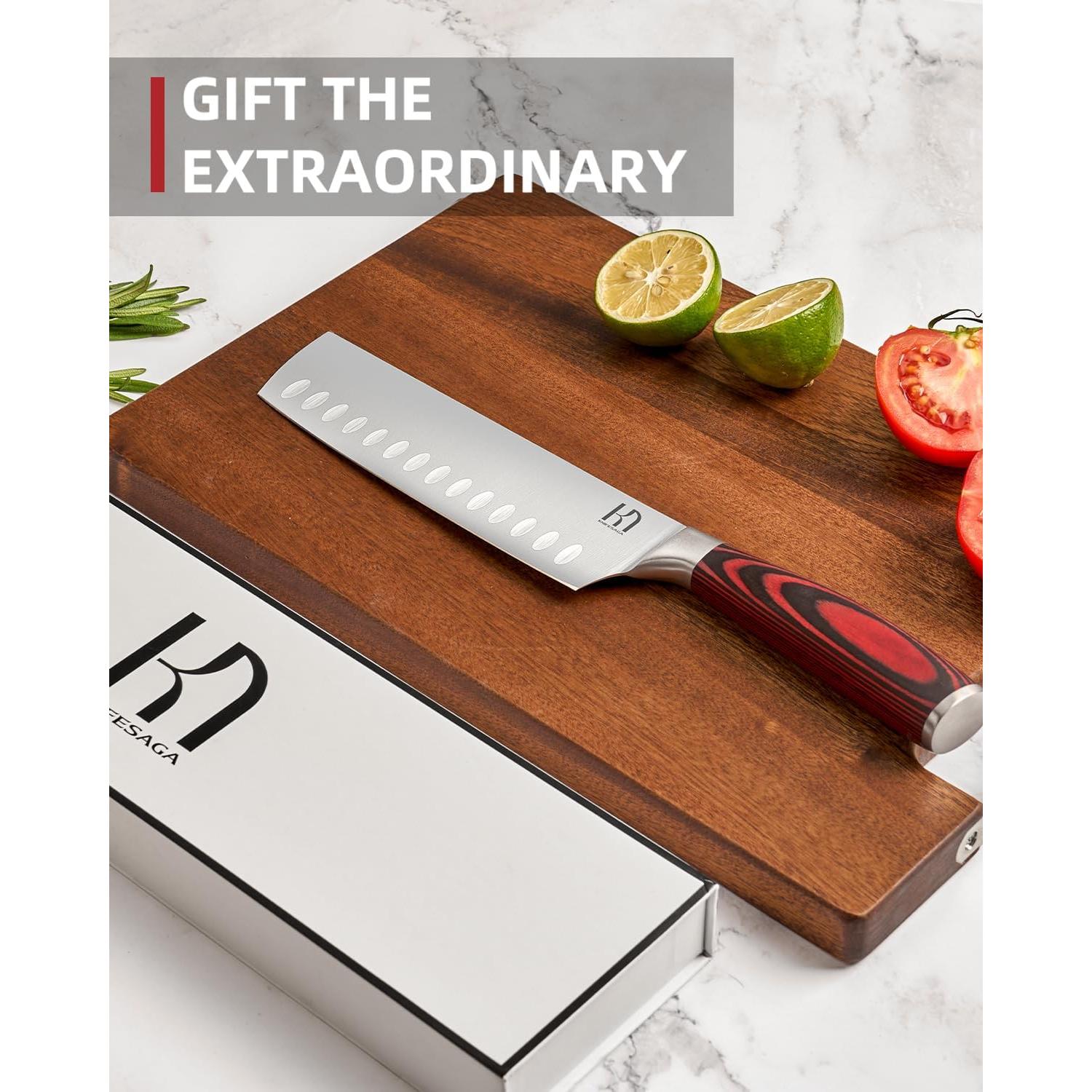 Cuchillo Chef Nakiri KnifeSaga 2025 17.78 cm Acero Inoxidable