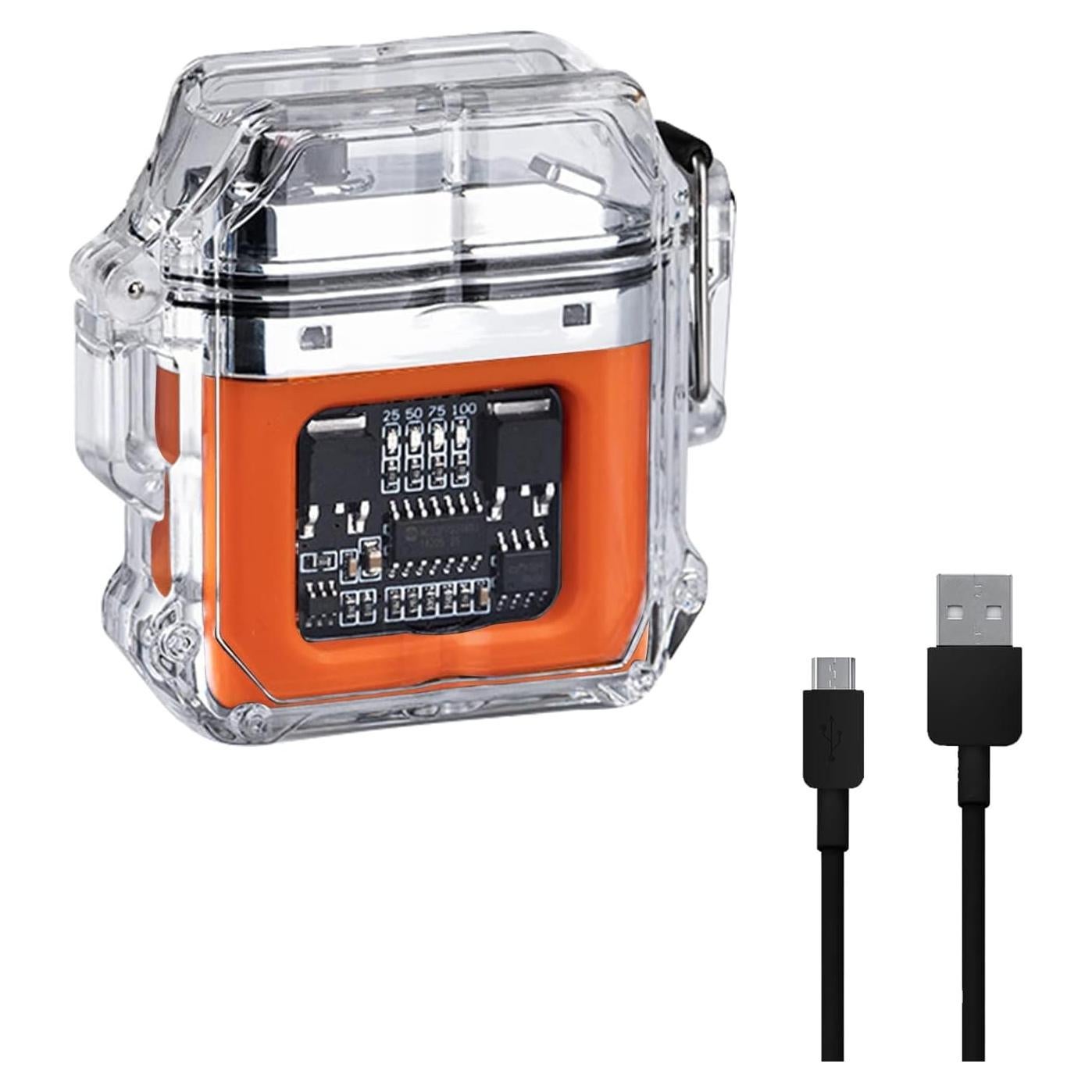 Encendedor Eléctrico GADATOP Doble Arco Recargable Naranja