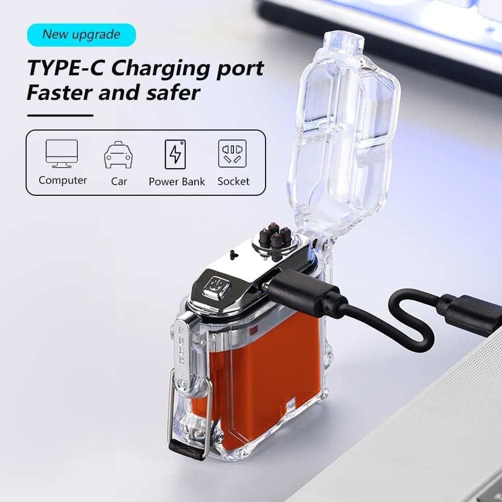 Encendedor Eléctrico GADATOP Doble Arco Recargable Naranja