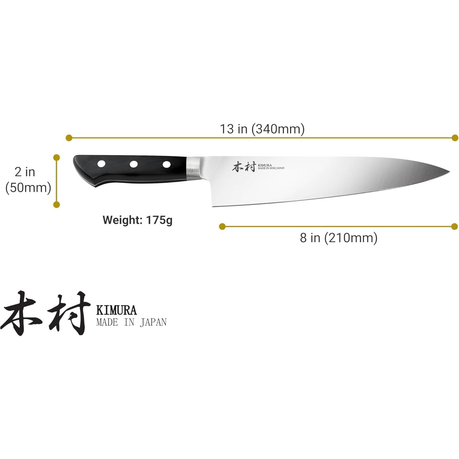 Cuchillo de Chef Kimura Gyuto 20 cm Acero Inoxidable Japonés