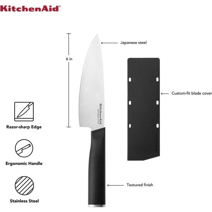Cuchillo de Chef KitchenAid 15.24 cm Acero Inoxidable Negro