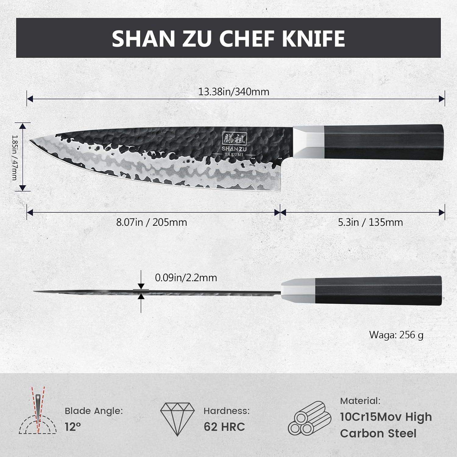 Cuchillo de Chef Japonés SHAN ZU 20.3 cm Acero 10Cr15MoV