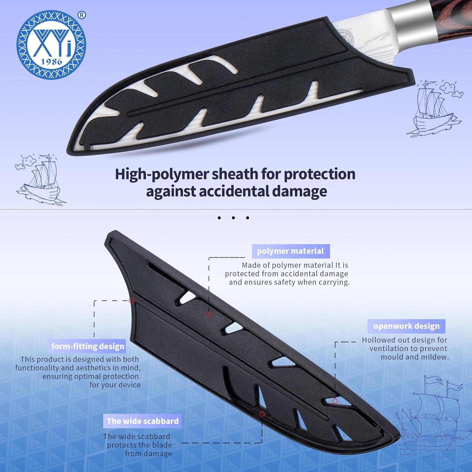 Cuchillo Santoku XYJ 12.7 cm Acero Inoxidable Mango Pakka