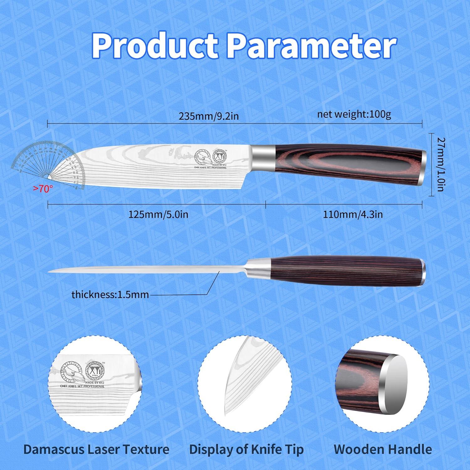 Cuchillo Santoku XYJ 12.7 cm Acero Inoxidable Mango Pakka