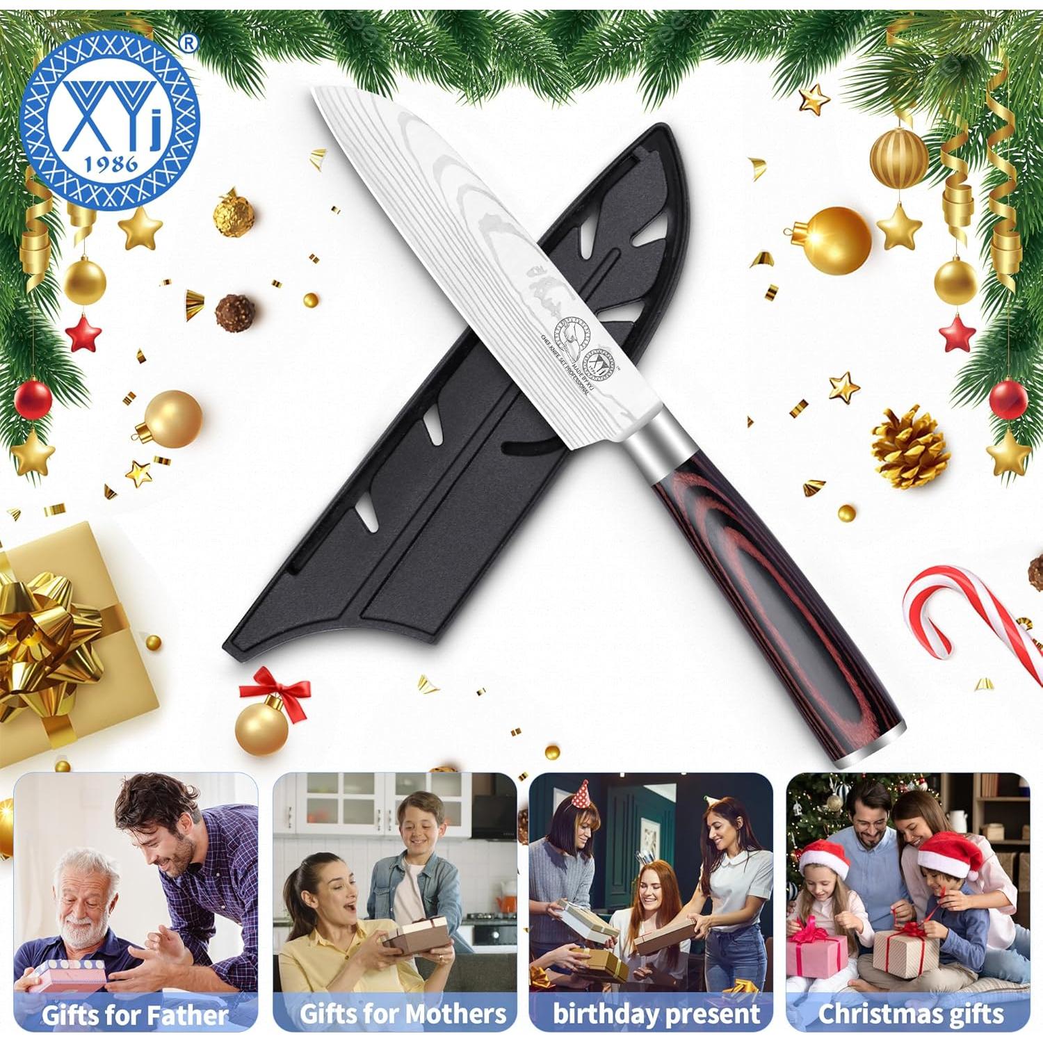 Cuchillo Santoku XYJ 12.7 cm Acero Inoxidable Mango Pakka