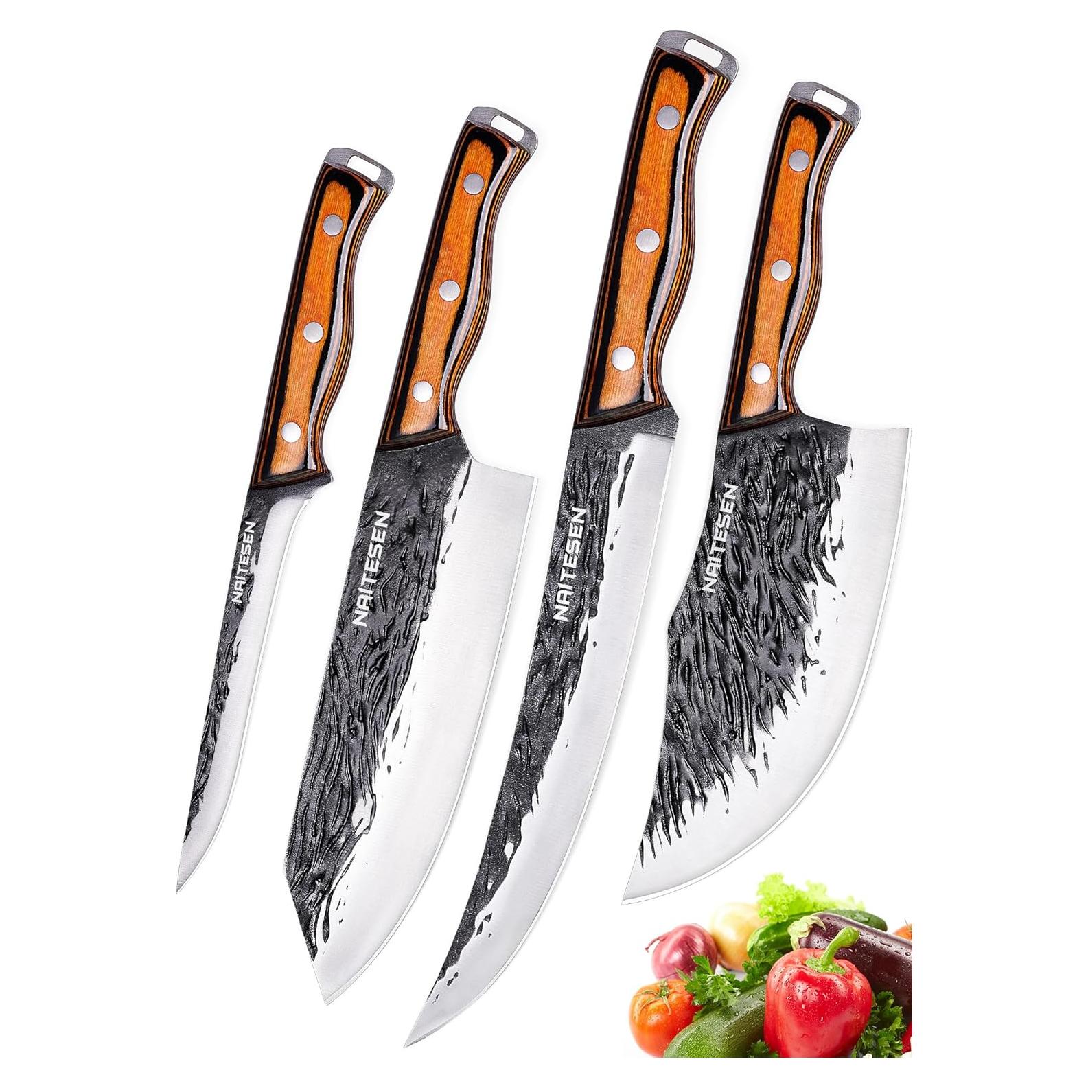 Juego de cuchillos de cocina Naitesen 4 piezas forjados a mano