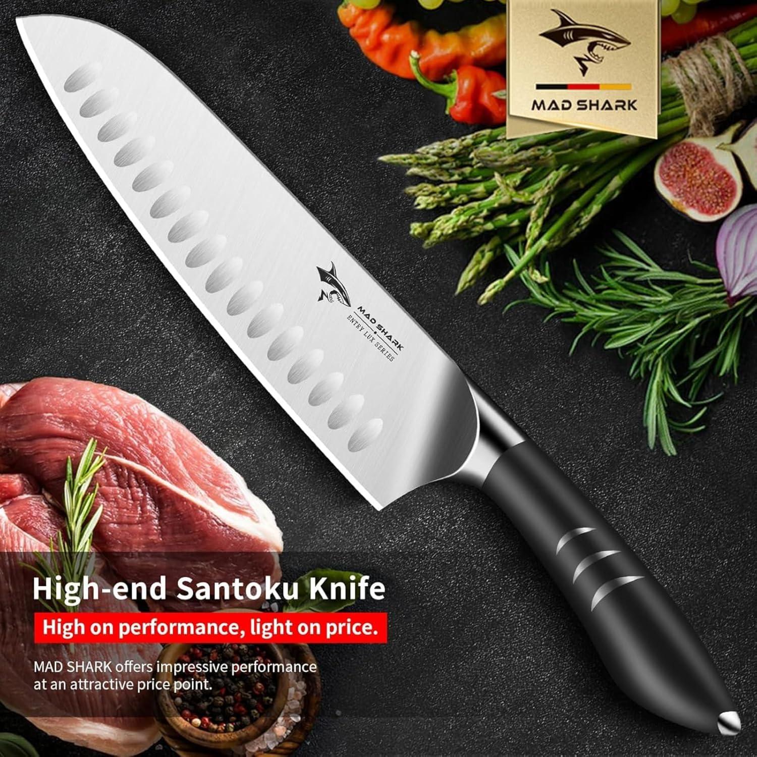 Cuchillo Santoku 20 cm MAD SHARK - Acero Alemán, Mango Ergonómico