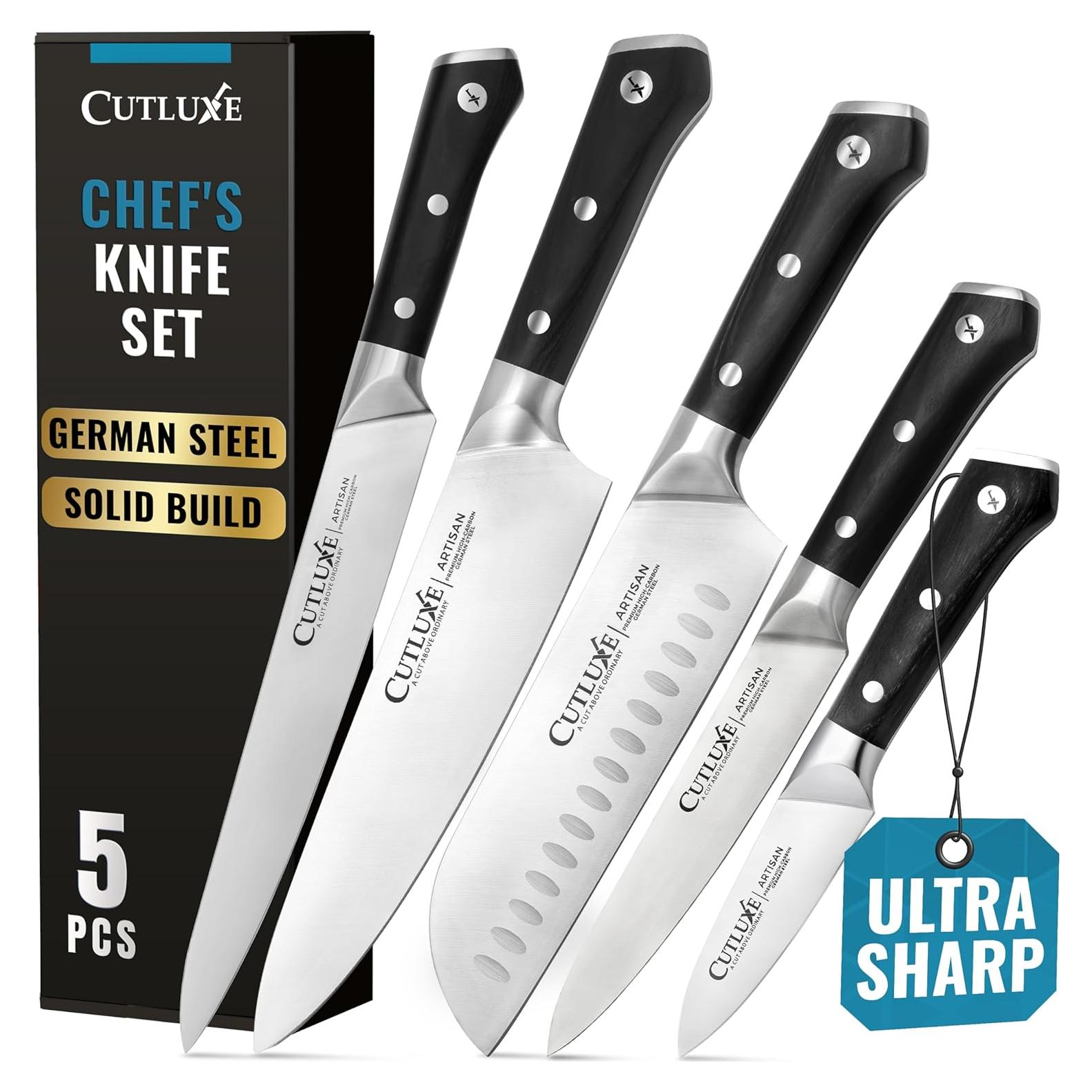 Set de 5 Cuchillos de Cocina Cutluxe - Acero Alemán, Ergonomía