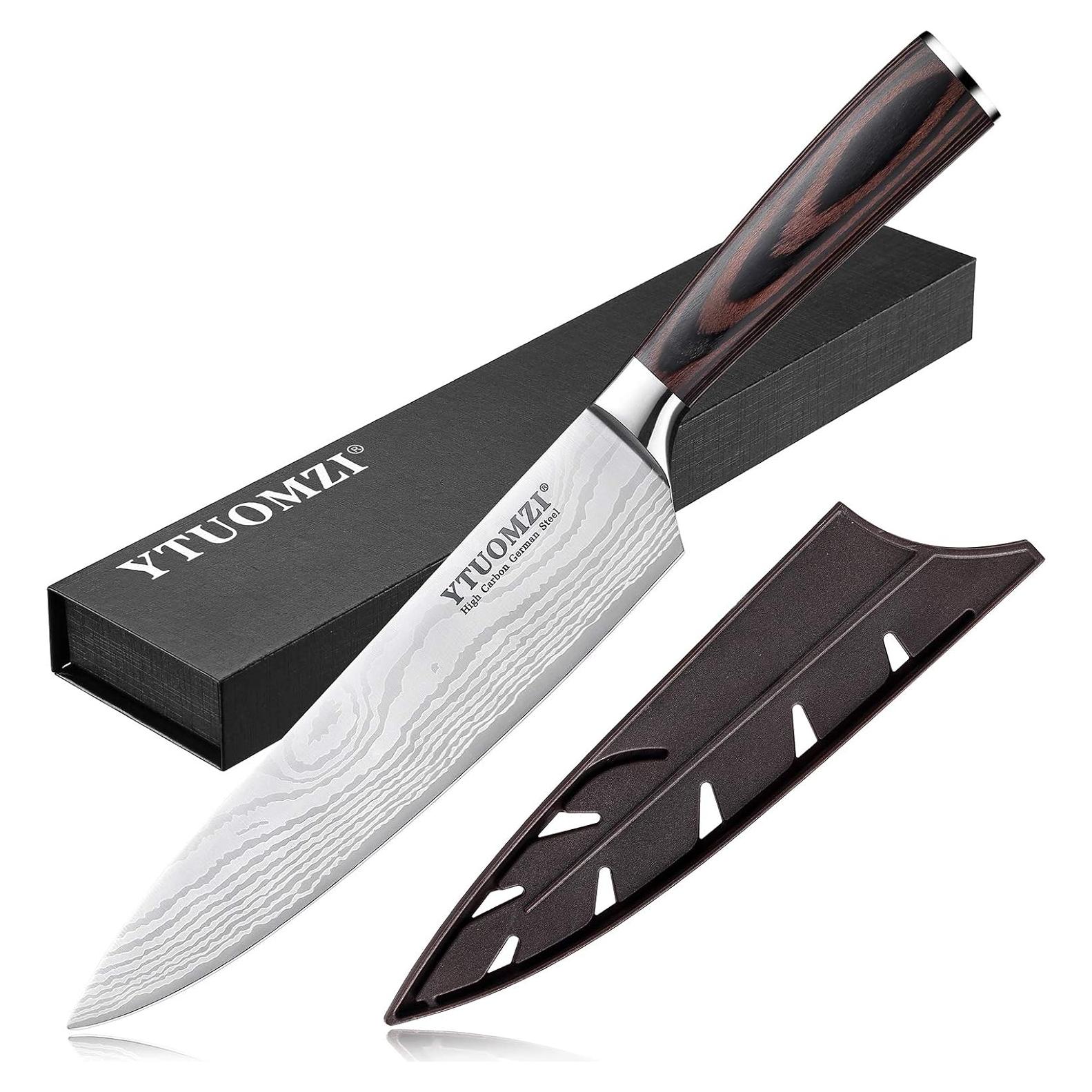 Cuchillo de Chef Ytuomzi 20 cm Acero Inoxidable Pakkawood