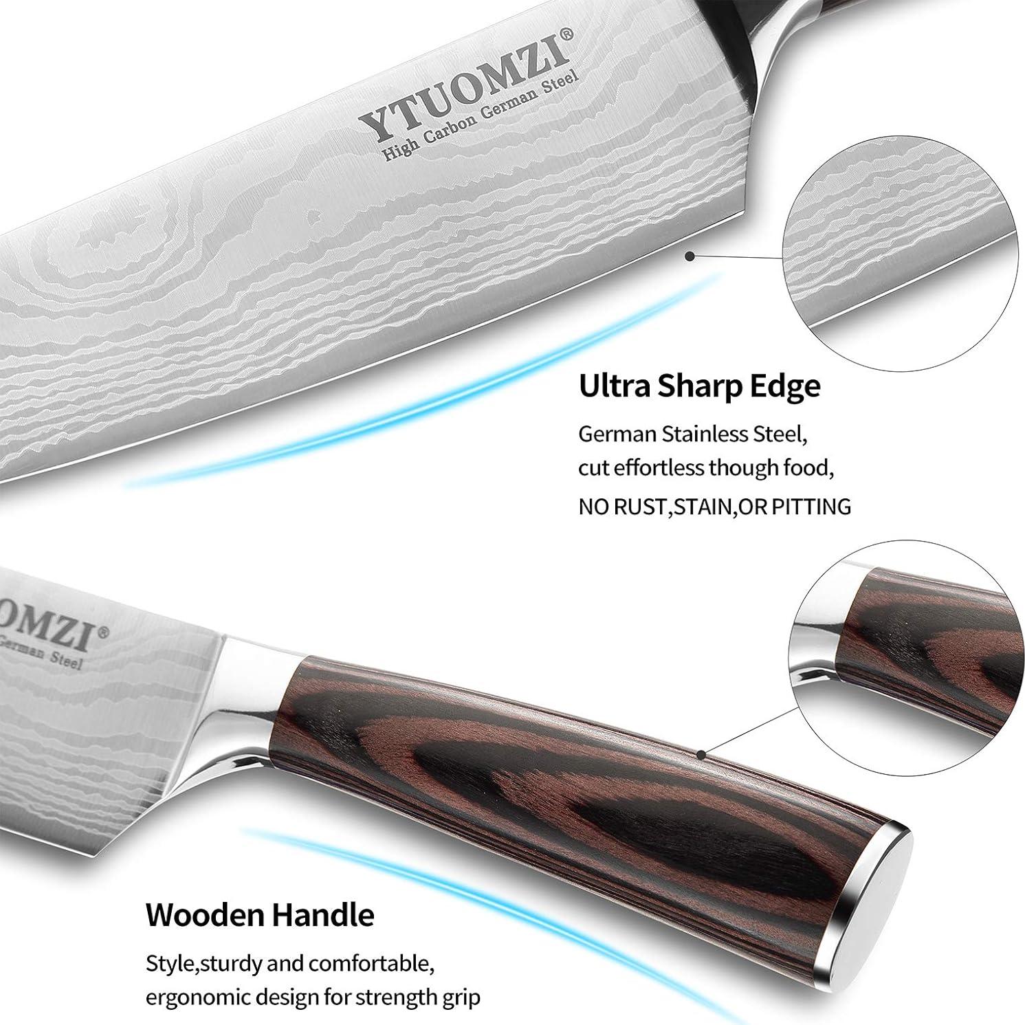 Cuchillo de Chef Ytuomzi 20 cm Acero Inoxidable Pakkawood