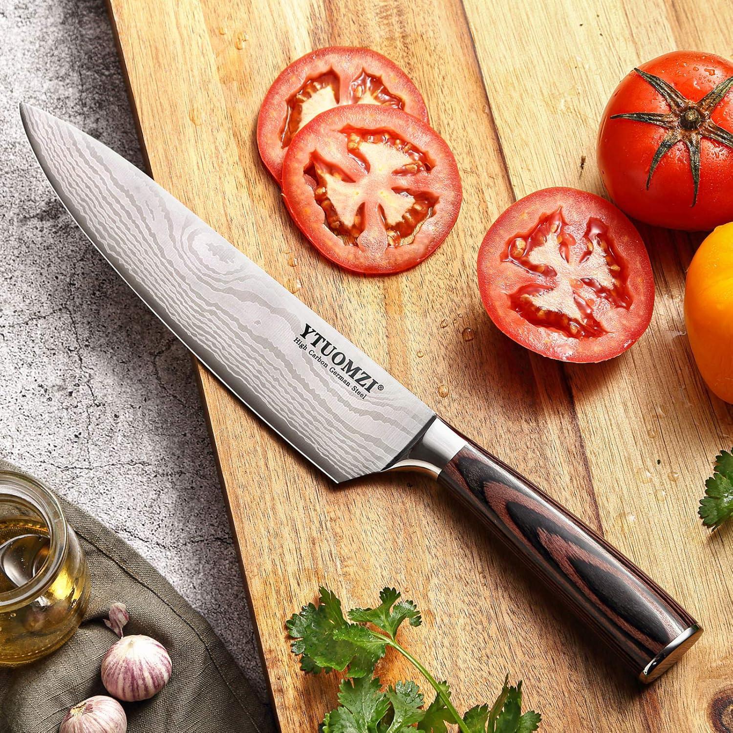 Cuchillo de Chef Ytuomzi 20 cm Acero Inoxidable Pakkawood