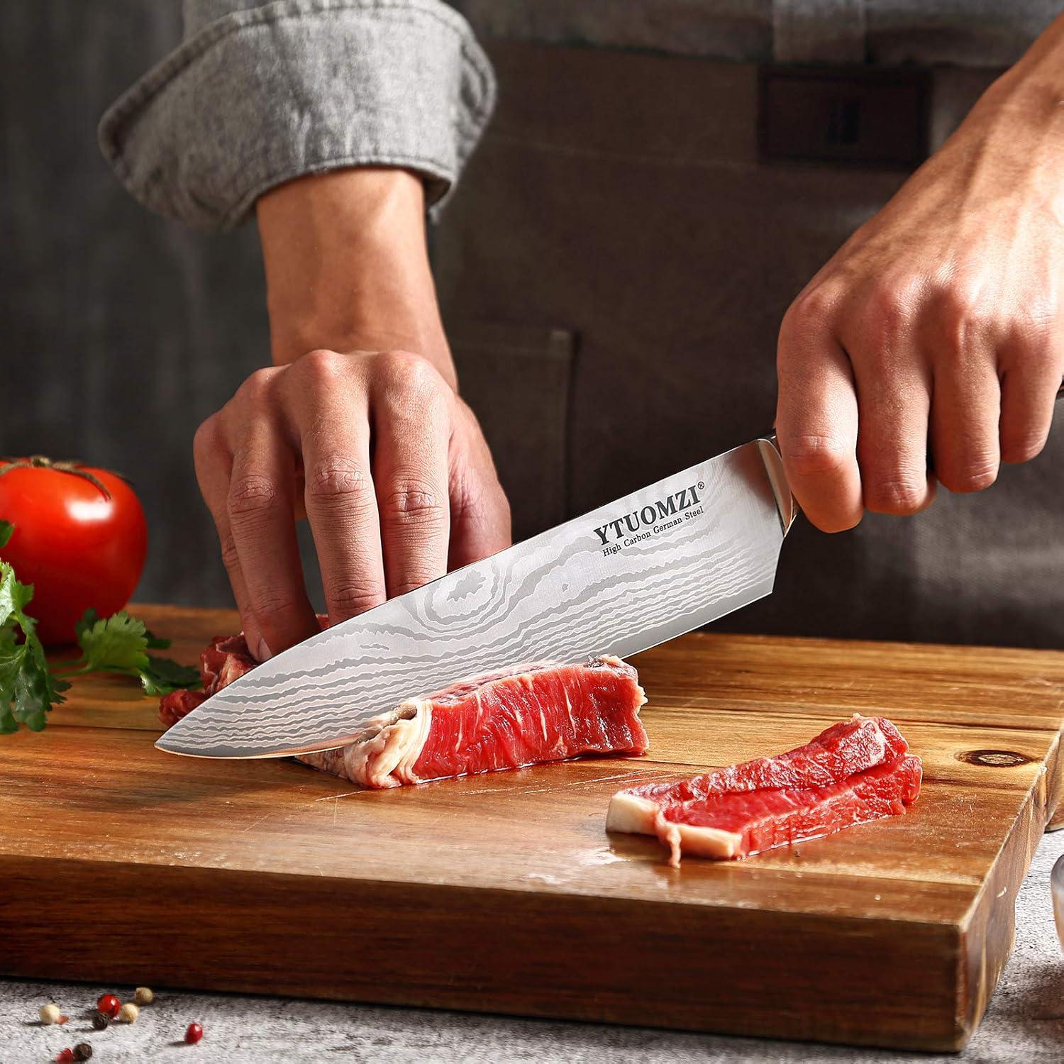 Cuchillo de Chef Ytuomzi 20 cm Acero Inoxidable Pakkawood